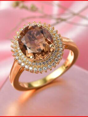 Autumn Alexite, White Zircon Ring in 18K YG Plated